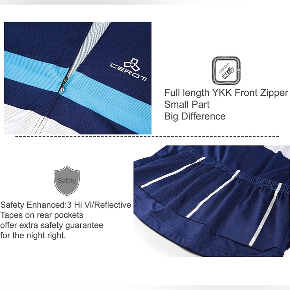 CEROTIPOLAR Snug Fit Men Air Cool Cycling Zipper Jersey UPF 50 - Picture 3 of 5